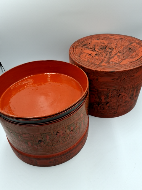 Antik Burmesiske håndmalet Betel box